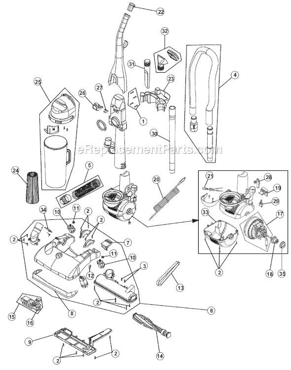 Page A Diagram and Parts List for M085807HD  Dirt Devil Upright Vacuum